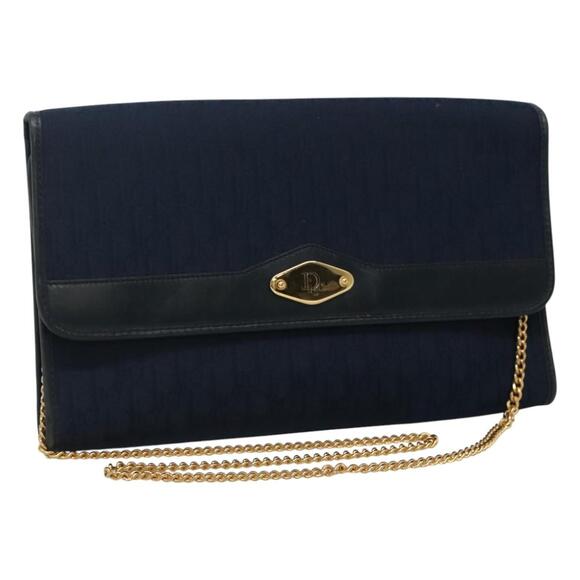 DIOR Trotter Canvas Chain Shoulder Bag Navy - Picture 1 of 12